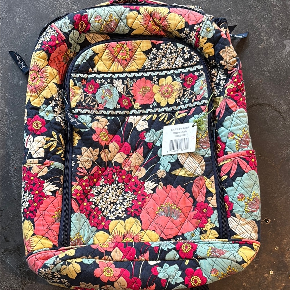 Vera Bradley Pink and Red Floral Quilted Backpack